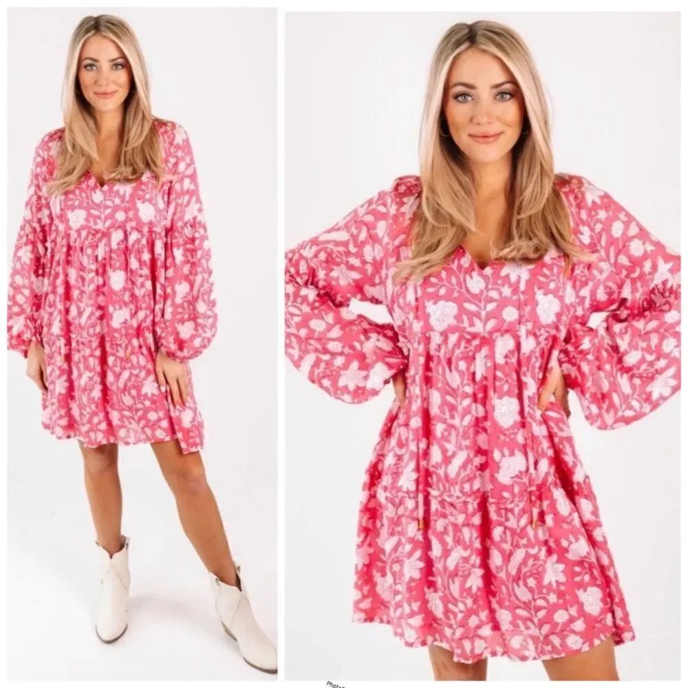 J. Marie the Emilia Rose Long Sleeve Dress in Pink